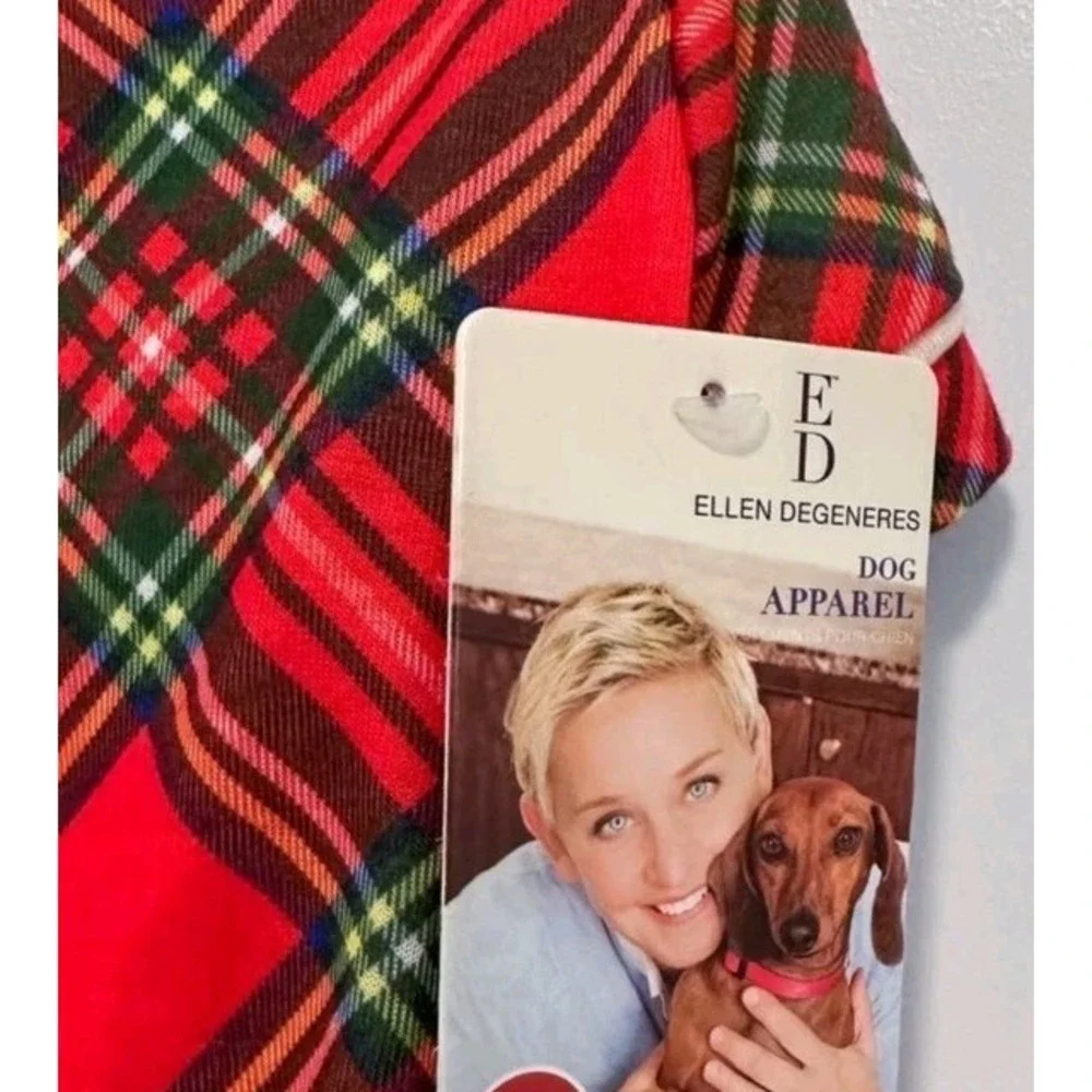 Ellen Degeneres Dog Pajamas 1 Piece Red Plaid 